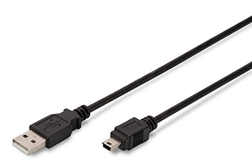 Cabo de Dados DIGITUS (USB A - Mini USB B - 3 m - Preto) Digitus - Cabos de armazenamento e transferência de dados - usb a, mini usb b, 3 m, preto