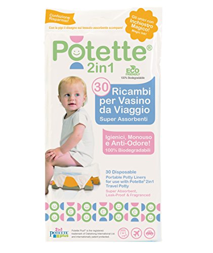 Recargas para Porta-Bebe 2 em 1 Pote Plus 30 Unidades Potette - Móveis para bebês e crianças pequenas - 30 unidades, super absorbentes, higiénicas, portátil
