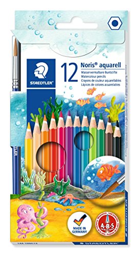 Lápis de Cor STABILO Aquacolors 12 Cores Staedtler - Lápis - tinta aquaflorescente, 12 cores, transparente, etiqueta