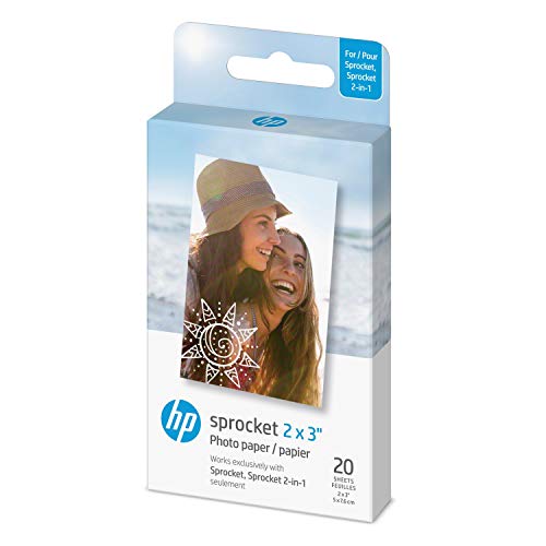 Papel Fotográfico HP Sprocket (ZINK) 2 x 3'' Premium HP - Papel de impressora e copiadora - premium, 2 x 3", instantâneas coloridas, portátil
