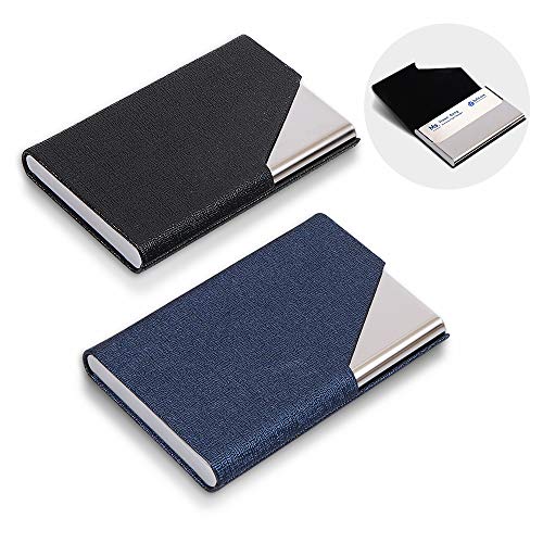 Suporte de Cartões de Visita HOMEDGE 02-0568 homEdge - Porta-cartões de visita - 50 cartões, preto e azul, 9 x 6 cm, elegante