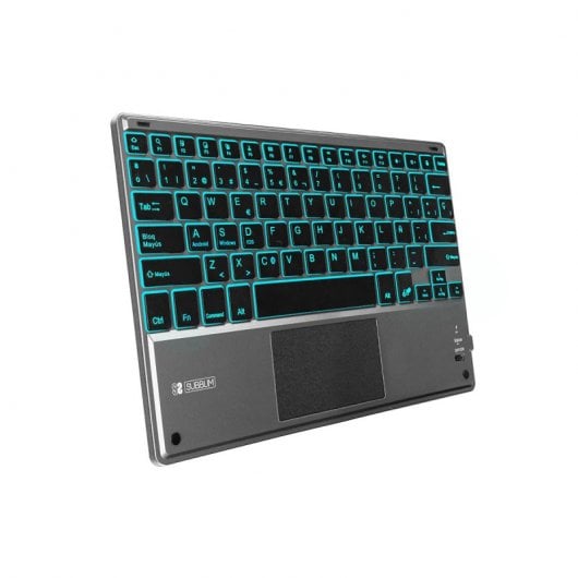 Teclado SUBBLIM Touchpad Backlight Cinza (Bluetooth - Idioma Espanhol) SUBBLIM - Teclados - touchpad, backlight, bluetooth, espanhol