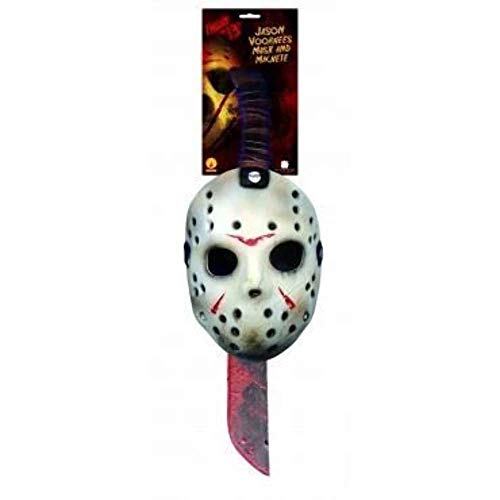 Máscara DISFRAZZES Jason Voorhees Friday The 13Th Rubbies France - Máscaras - máscara, jason voorhees, friday the 13th, machete, pano de limpeza, caixa pvc