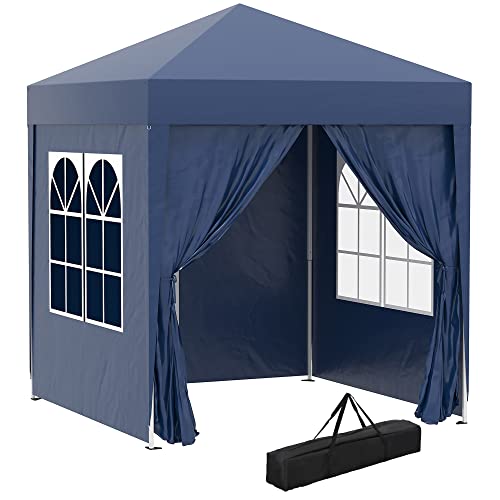 Pérgula OUTSUNNY com Parede (Azul - Algodão Oxford) Outsunny - Toldos e gazebos - parede, azul, algodão oxford