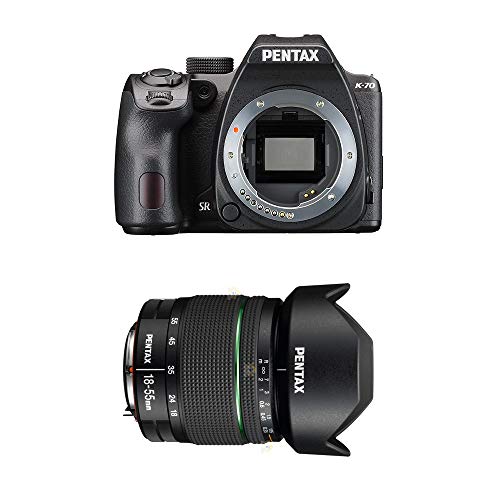 Kit Máquina Fotográfica Reflex PENTAX K-70 + 18-55mm f/3.5-5.6 AL WR Pentax - Câmeras - kit, máquina fotográfica reflex, pentax k-70, 18-55mm f/3.5-5.6 al wr, iso 100 a 102400, visor eletrónico, cor preto