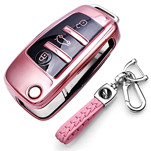 Capa Chaves Audi A1, A3, A4, A6, Q2, Q3, Q5, S3, S4, TT RXXR RXXR - Alarmes e fechaduras de veículos - compatível, TPU, lix de ovelha, rosa