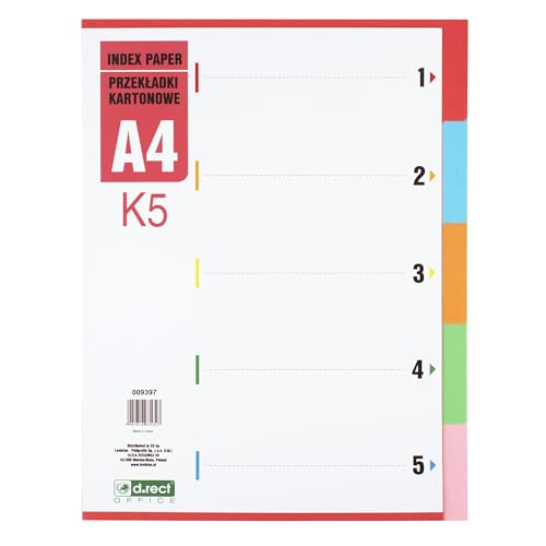 Separador de Cartões DRECT K5 (Branco - 20 Unidades) Leviatan-Poligrafia Sp. z o.o. - Separadores de índice - branco, plástico, 21x29 cm, 20 unidades