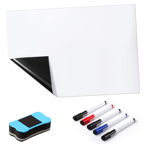 Quadro Branco Magnético A3 com 5 Marcadores e Goma de Limpeza Blendura - Quadros brancos de apagar a seco - quadro branco magnético, 5 marcadores, goma de limpeza, apontar