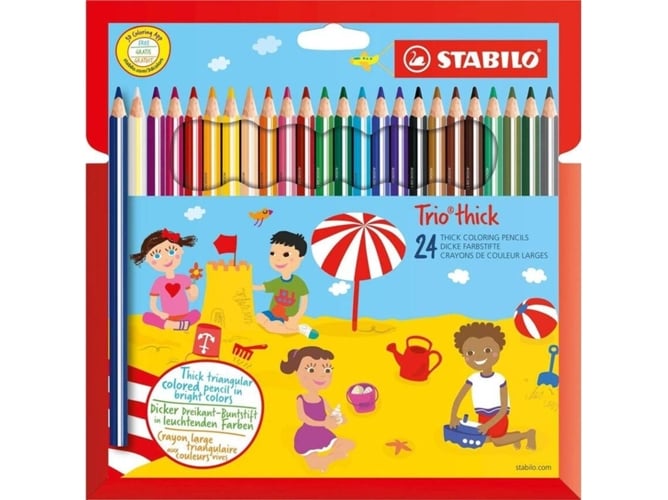 Lápis de Cor STABILO Trio (Multicor - 24 Un) Stabilo - Lápis - multicor, 24 un, trio, borracha