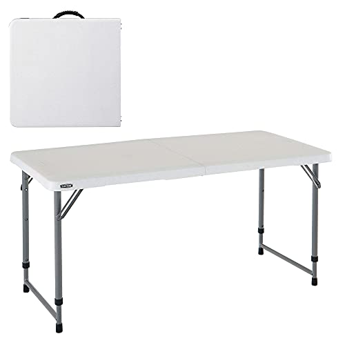 Mesa de Apoio LIFETIME Dobrável (Branco - Aço - 122x61x56-91cm) Lifetime - Móveis de exterior - dobrável, aço, 122x61x56 cm