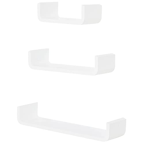 Conjunto de Prateleiras Flutuantes HOMCOM | 60/45/30x15x10 cm - Branco HOMCOM - Prateleiras de parede e ledges - prateleira flutuante, branco, 60/45/30x15x10 cm