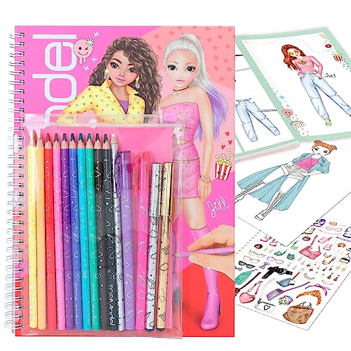 Folhas e Livros para Colorir TOP MODEL 1000000066 (Idade Mínima Recomendada: 3 anos) TOPModel - Livros - colorir, 76 páginas, autocolantes, instrumentos criativos