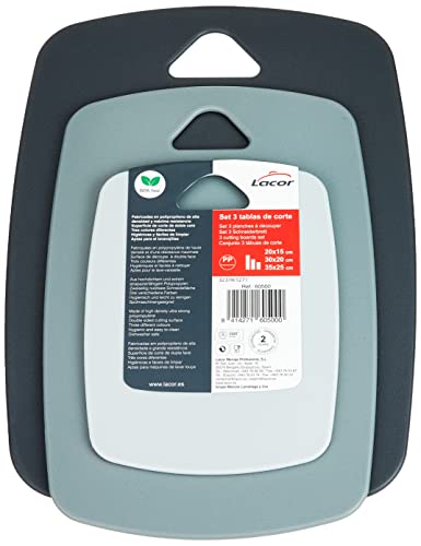 Lacor 60500 Conjunto de 3 Tábuas de Corte Dupla Lacor Menaje Profesional S.L - Tábuas de corte - 3 tabuleiros, polipropileno, resistência, superfície dobrável