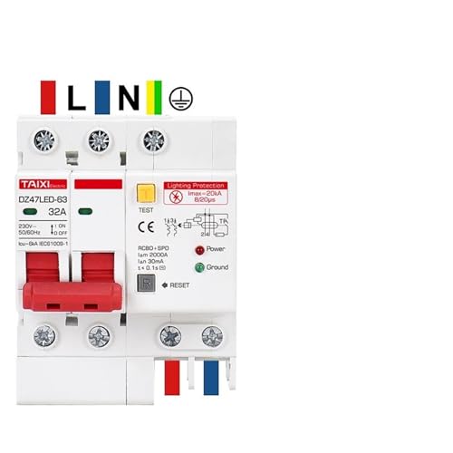 Disjuntor Residual HOMCOM com Protetor de Sobretensão PIWINE - Painéis de disjuntores - disjuntor residual, homcom, protetor sobretensão, 63a 230v ac, 30ma