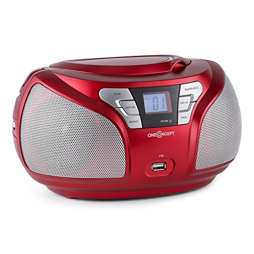 Coluna Portátil ONE CONCEPT Groovy (Vermelho - Bluetooth e Aux In - 20 W) Oneconcept - Reprodutores de áudio e gravadores - portátil, bluetooth, aux-in, 20 w