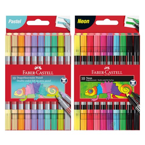 Conjunto de Canetas FABER-CASTELL Pastel Neon Faber-Castell - Canetas - conjunto, canetas, faber-castell, pastel neon, fibra, pontas duplas