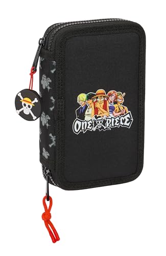 Estojo SAFTA One Piece (Preto - Poliéster) safta - Estojos para canetas e lápis - 28 compartimentos, poliéster, 12,5 x 4 x 19,5 cm