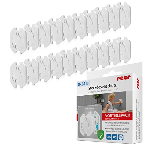 Protetor de Tomadas REER 32040 (Branco - 20 Unidades) Reer - Fontes de alimentação elétrica - proteção dupla, adesivo termorresistente, 200ºC, fácil de aplicar