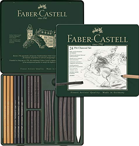 Lápis de Carvão FABER-CASTELL PITT Antracite Faber-Castell - Carvões de arte - tinta à base de carvão, traço grosso, hexagonal