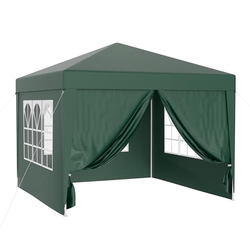 Pérgola de Jardim com Elementos Laterais Removíveis 3X3M Verde com Janelas WilTec - Móveis de exterior - jardim, removível, verde, janelas