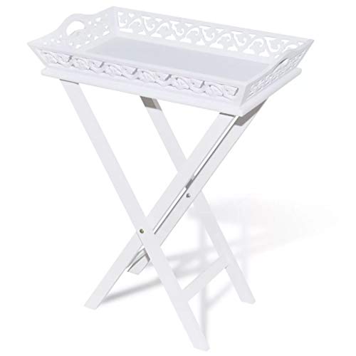 Mesa Auxiliar VIDAXL com Prato para Vasos (Branco - 60x40x43cm) vidaXL - Conjuntos de móveis - branco, 60x40x43cm, prato