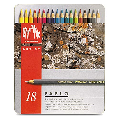 Lápis de Cor CARAN D'ACHE Pablo (Multicor - 18 Tabletas) Caran d'Ache - Lápis - multicor, 18 tabletas, suave traço, resistente à água