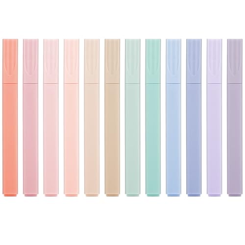 Wenrescry 12 Highlighters Colores Surtidos Wenrescry - Marcadores e marcadores de texto - conjunto, 12 ressaltadores, cores surtidas, ponta de cincel dupla, capa anti-estalhante