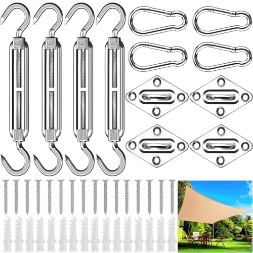 Kit de montagem de toldos LPAOIS 44 peças LPAOIS - Toldos e gazebos - 44 peças, aço inoxidável, durável, resistente à corrosão