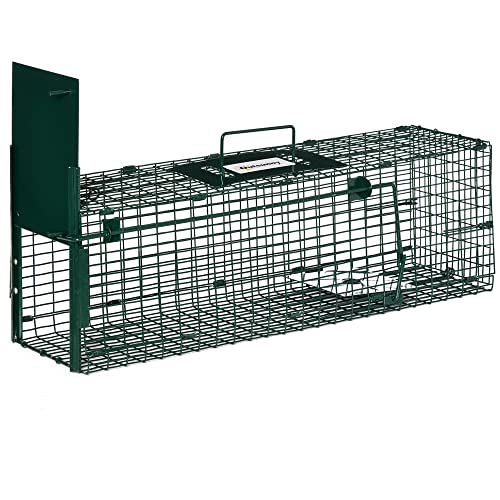 Armadilha para Animais Vivos com Porta e Alça Outsunny | 60 x 18 x 20 cm - Verde Escuro Outsunny - Armadilhas para animais - porta, alça, alta sensibilidade, 60 x 18 x 20 cm