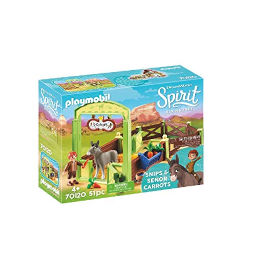 Playmobil Spirit 70120 Estábulo Tosquiado e Senhor Cenoura (Jogos de Construção) PLAYMOBIL - Conjuntos de brinquedos - estábulo, burro, figura, acessórios