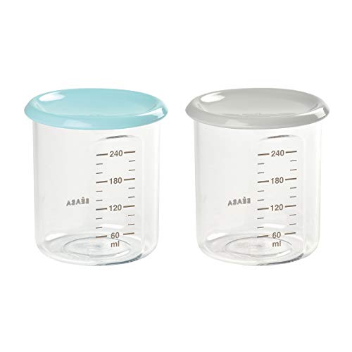 Beaba Maxi Portion 2 Pots Grey/Clear 240 Ml Beaba - Utensílios de mesa - 2 potes, 240 ml, armazenamento