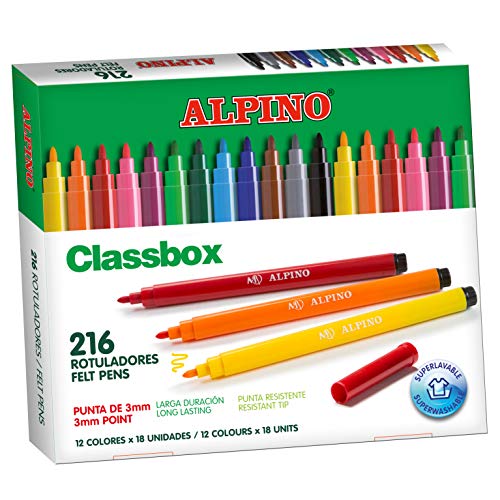 Marcador ALPINO 216 (Multicor - 6 Unidades) Alpino - Instrumentos de escrita e desenho - multicor, 6 unidades, tinta à base de água, não permanente