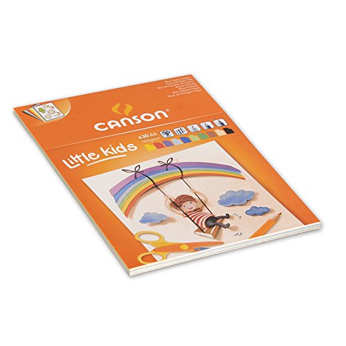 Bloco de Desenhos LITTLE KIDS (A4 - 21x29.7cm) Canson - Papel de arte e artesanato - 30 folhas, a4, cartão preto, papel branco