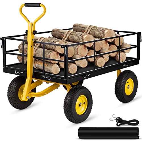 VEVOR Carrinho de Jardim com Rodas de Caucho e Malha de Aço Preto VEVOR - Macacos e empilhadores - rodas de caucho, malha de aço, preto