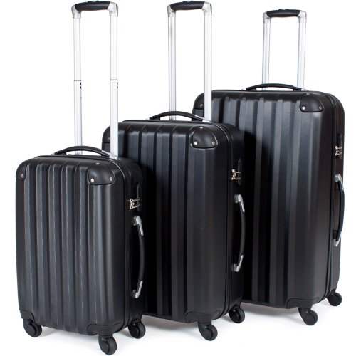 Conjunto de 3 Malas de Viagem TECTAKE (Preto) TecTake - Bolsas, carteiras e estojos - conjunto, 3 malas, viagem, preto
