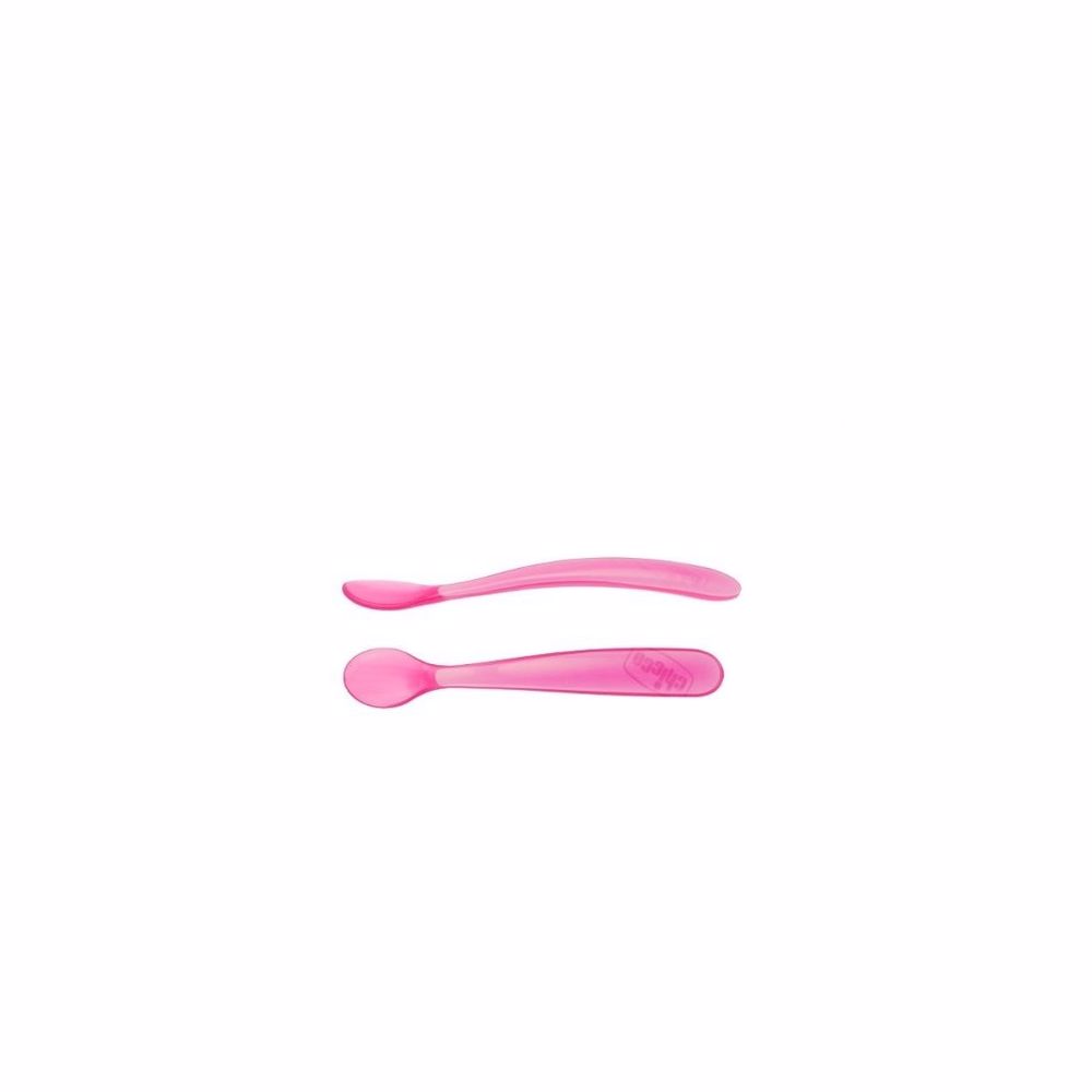 Chicco Silicone Spoons Set of 2 Pink 6 Months Chicco - Talheres - silicone, 6 meses, ergonômico, flexível