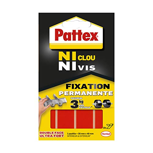Pattex Ni Clou Ni Vis 10 X 20 Mm X 40 Mm 1 Unidade Pattex - Cola e adesivos de hardware - 10 x 20 mm, 40 mm, 1 unidade