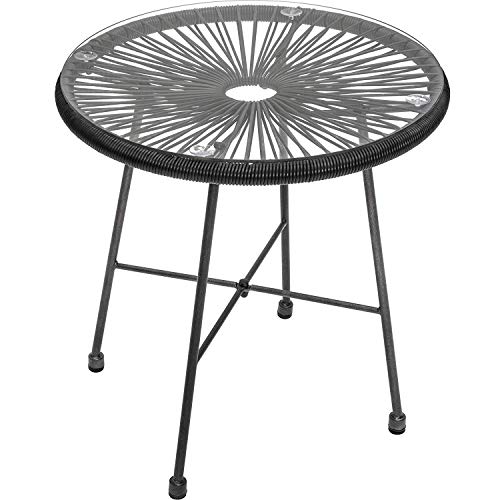 Mesa de Jantar VIVAPACK Acapulco (Preto - Vidro - 50x50cm) Viva - Móveis de exterior - vidro, metal, 50x50cm