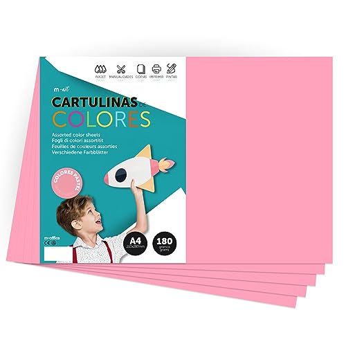 Cartolina M-OFFICE Rosa (A4 - 21.6 x 29.7 cm) M-OFFICE - Papel de impressora e copiadora - rosa, a4, 21.6 x 29.7 cm, 180g