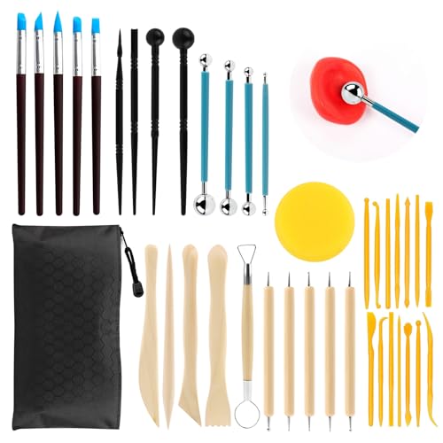 Conjunto de Ferramentas para Modelar Argila (38 peças) UKOFEW - Ferramentas de arte e artesanato - conjunto, ferramentas, modelar, argila, 38 peças