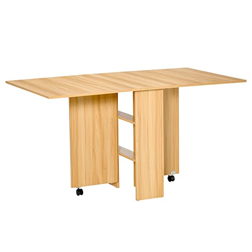Mesa de Refeição HOMCOM | 140 x 80 x 74 cm - Madeira natural HOMCOM - Mesas dobráveis - 140x80x74 cm, madeira natural