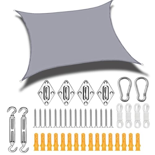 Toldo Vela de Sombra CZEMO com Kit de Montagem (3 x 4 m) Czemo - Guarda-sóis e toldos de exterior - vinil, 3x4m, resistente à água, kit de montagem