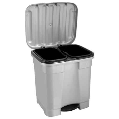 Cesto de Lixo Ecológico AC Plástico Resistente 2 Compartimentos com Cubos Extraíveis e Pedal Chino Antonio - Lixeiras e cestos de lixo - ecológico, compartimentos, cubos extraíveis, pedal