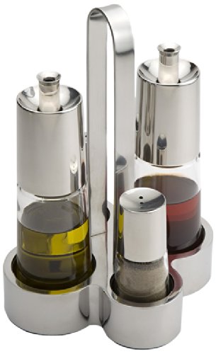 Conjunto de 4 Garrafas de Vinho PINTI Bra Bella BRA - Dispensadores de condimentos - 4 garrafas, inox, tampa de vidro, elegante
