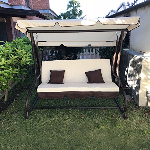 Baloiço para Crianças Outsunny com Teto e Sofá | 3 Lugares FP-TECH - Móveis de exterior - baloiço, crianças, teto, sofá, 3 lugares