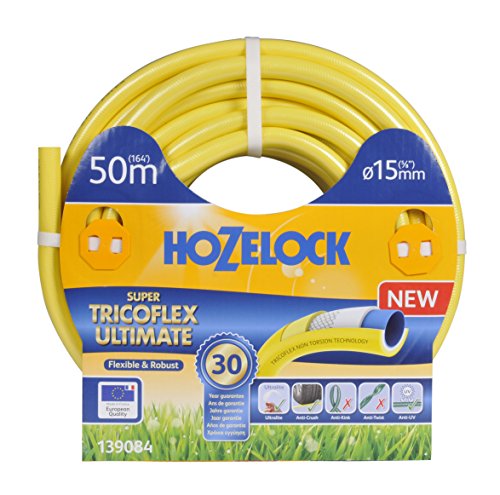 Mangueira de Jardim Hozelock 139084 | Amarelo (Jardinagem) Hozelock - Mangueiras pneumáticas - 50 m, resistente torções, UV resistente, sem enrolar