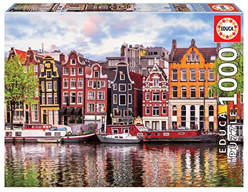 Puzzle 2D JUMBO Dancing Houses Amsterdam (1000 peças) EDUCA - Quebra-cabeças de encaixar - 2d, 1000 peças, amsterdam, jumbo