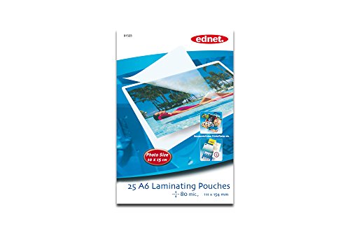 Pasta para Fotografia EDNET 25 A6 Photo Laminating Pouches Ednet - Filme de laminação, pochetes e folhas - pasta, fotografia, ednet, A6, laminação