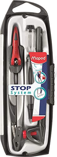 Conjunto de 5 Peças Maped Stop System Preto e Vermelho Maped - Ferramentas de medição e marcação de artesanato - 5 peças, portaminas, alicate universal, abraçadeira, afia-mina, estuche