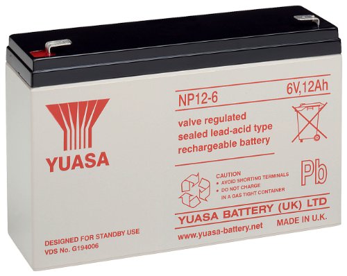 Bateria YUASA NP12-6 Chumbo-Ácido Selado (VRLA) Yuasa - Baterias de uso geral - chumbo-ácido selado, 12 Ah, 6 V, 20 h